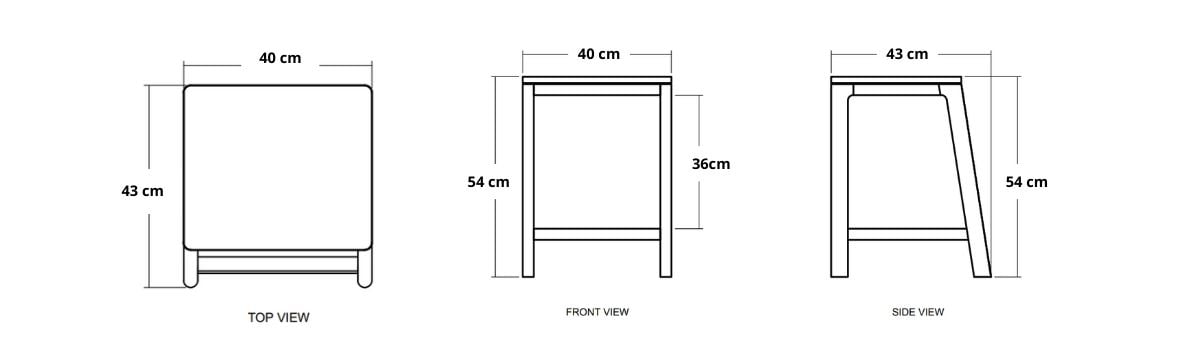 Circa Side Table - European Oak dimensions desktop