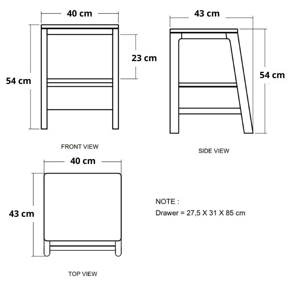 Circa Side Table - European Oak dimensions mobile