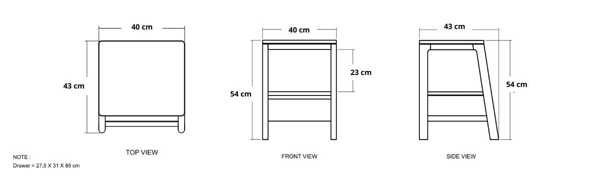Circa Side Table - European Oak dimensions desktop