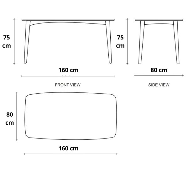 Grasshopper Rectangular Dining Table 220(CM) - European Oak dimensions mobile