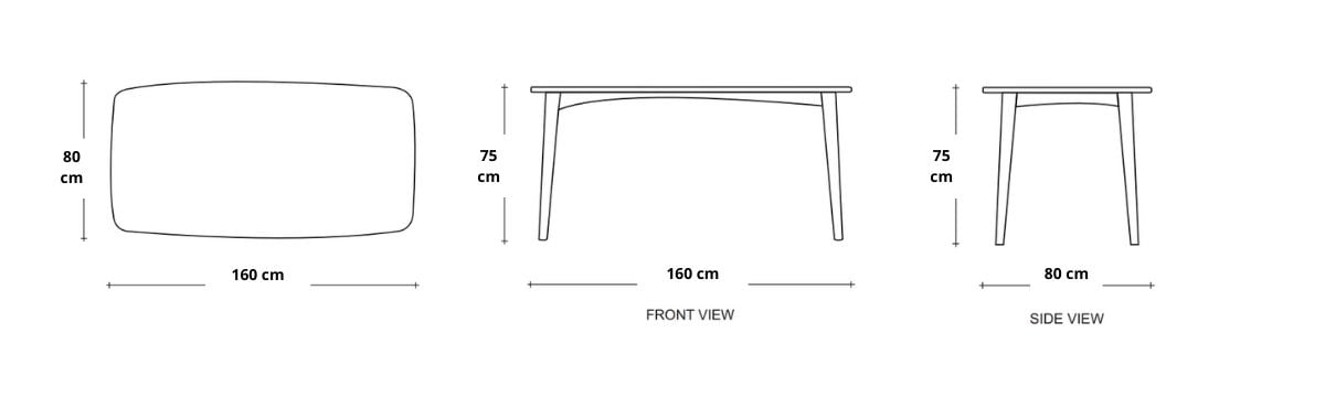 Grasshopper Rectangular Dining Table 220(CM) - European Oak dimensions desktop