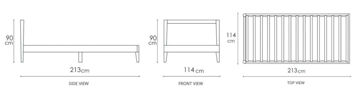 Vintage Single Bed  - FSC Recycled Teak dimensions desktop