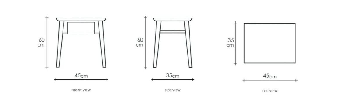 Vintage Bedside  - FSC Recycled Teak dimensions desktop