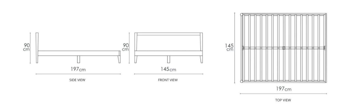 Vintage King Single Bed  - European Oak dimensions desktop