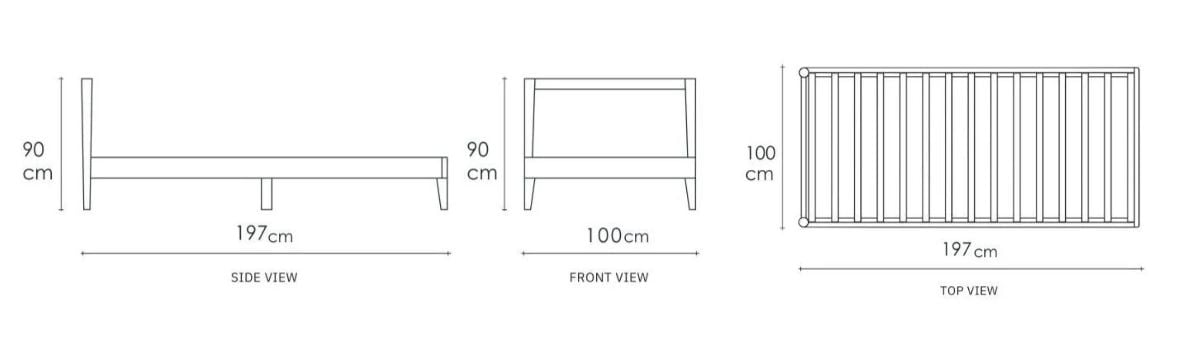 Vintage King Single Bed  - European Oak dimensions desktop