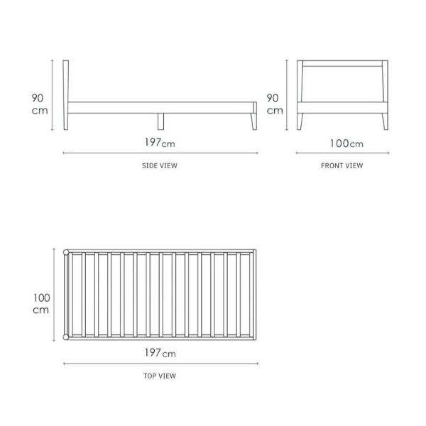 Vintage King Single Bed  - European Oak dimensions mobile