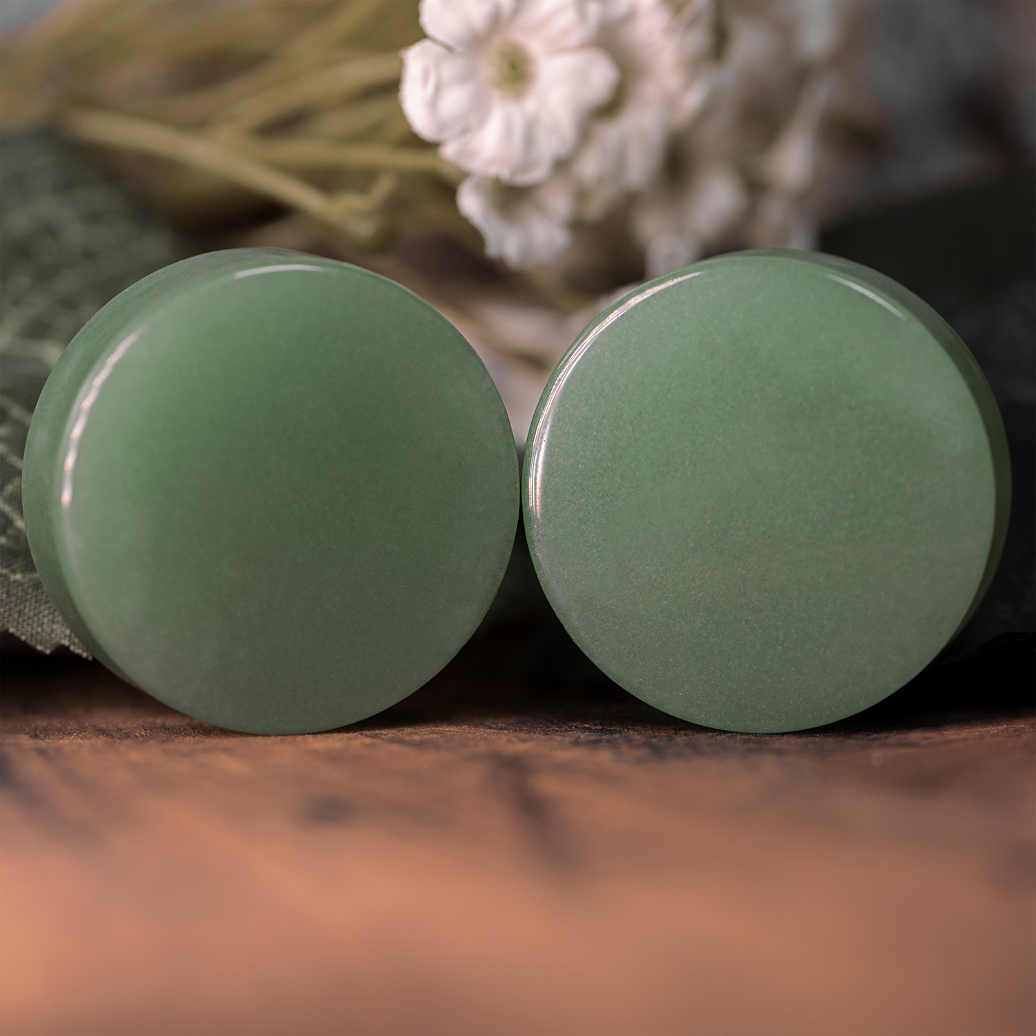 light  Aventurine Green Jade Stone Plug / Gauge