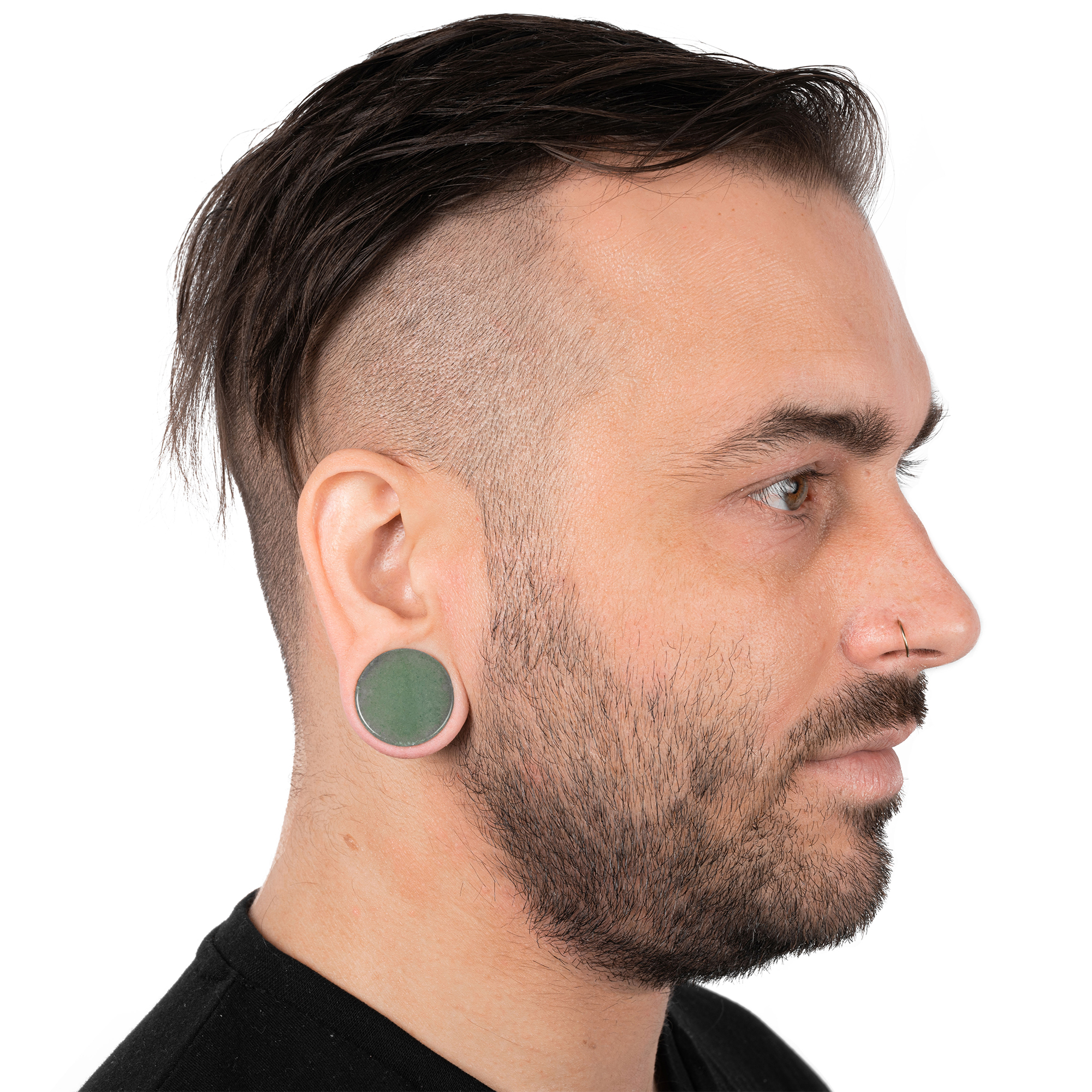 guy wearing cool  Aventurine Green Jade Stone Plug / Gauge