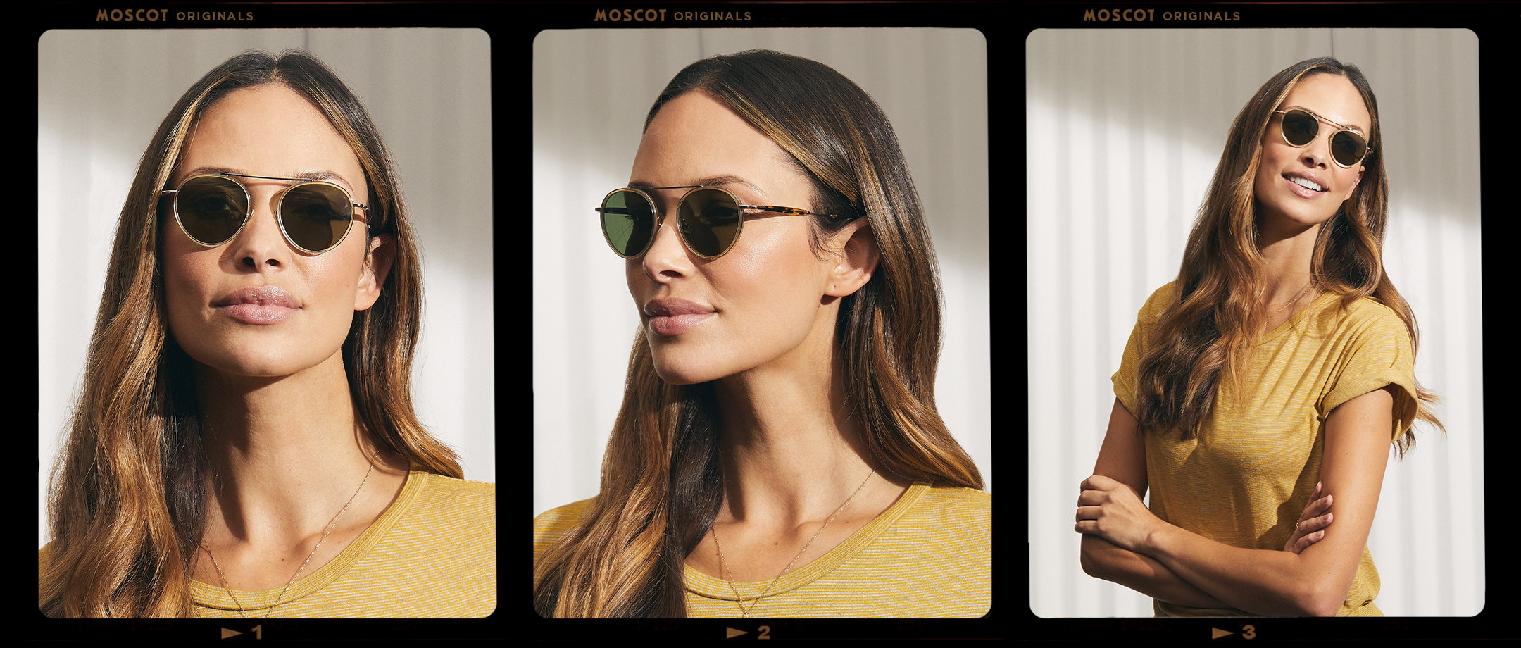  Model is wearing The PUPIK SUN in Citron/Tortoise in size 47 with Green Lenses 