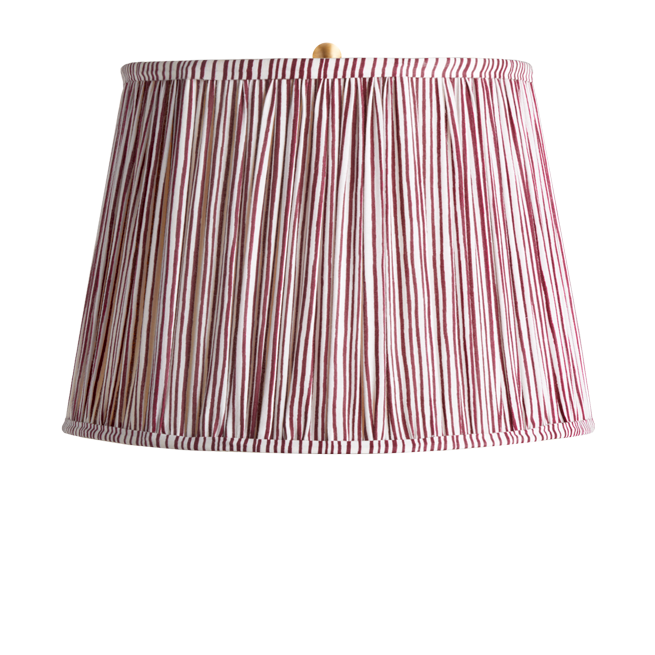 12 inch straight empire shade in ruby candy stripe block printed cotto