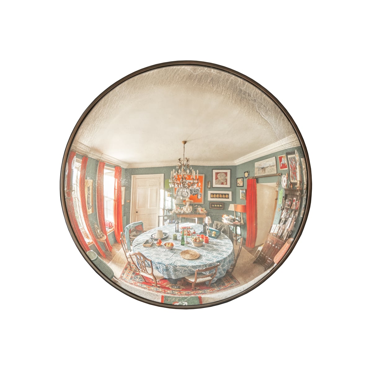 Grouper convex mirror with antiqued glass