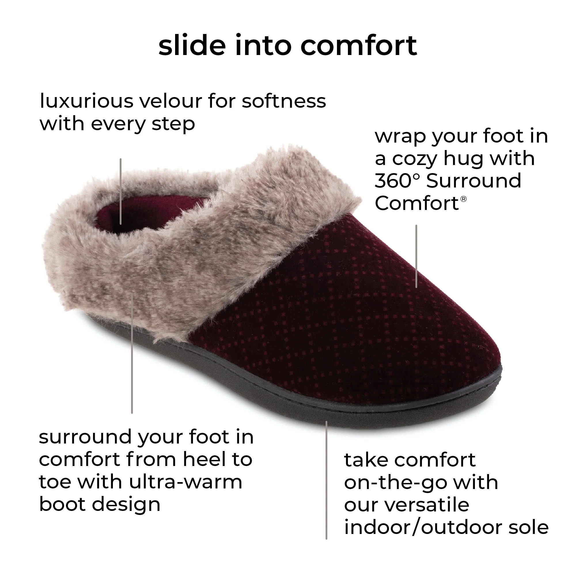 Women s Velour Sabrine Hoodback Slippers Isotoner Slippers