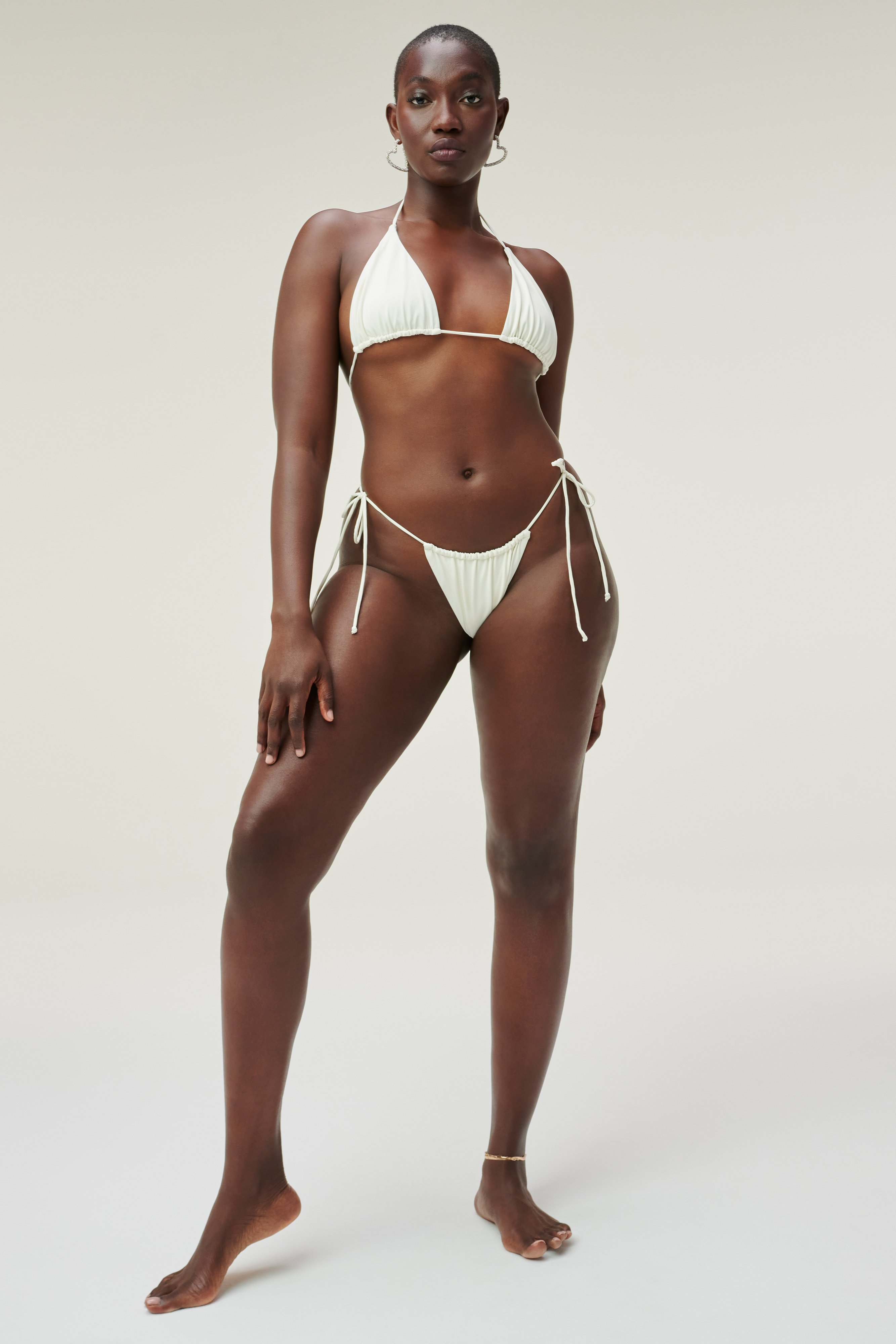 TINY TIES TOP in IVORY001 styled with our TINY TIES BOTTOM in IVORY001,