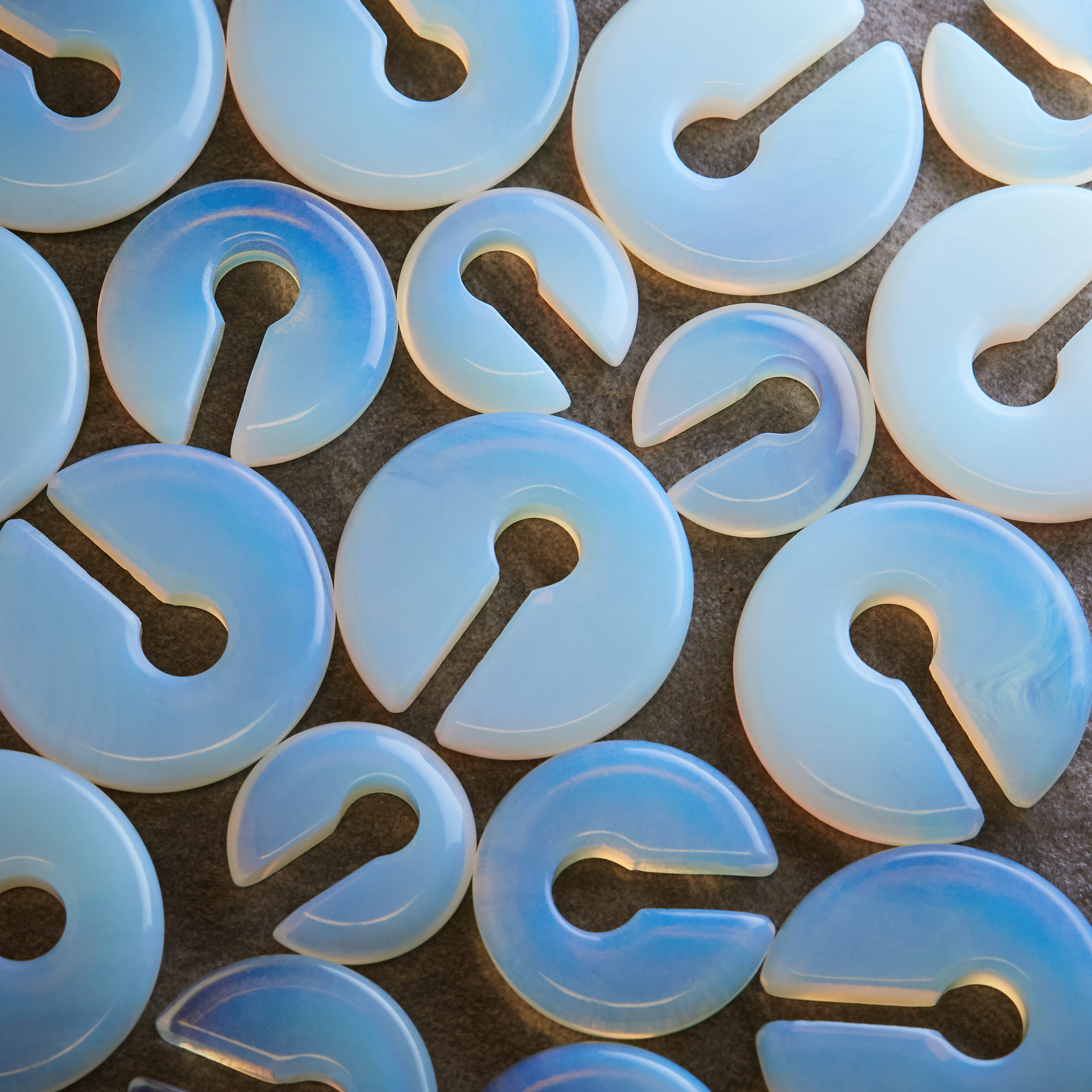 vibrant  Opalite Glass - Circular Keyhole Ear Weights (Pair)