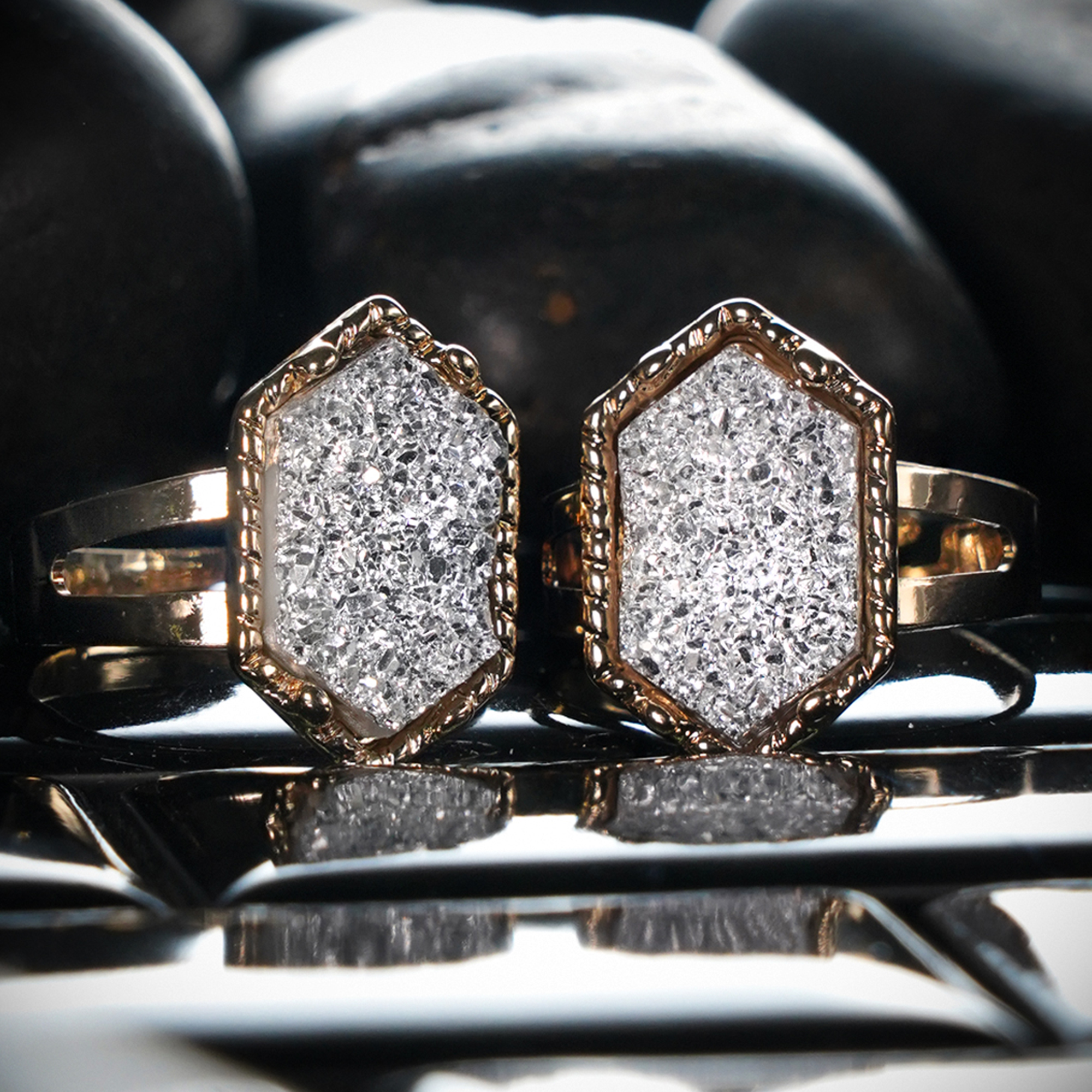 Custom Plugs - SIlver & Gold Druzy Ring Silver & Gold Druzy Ring