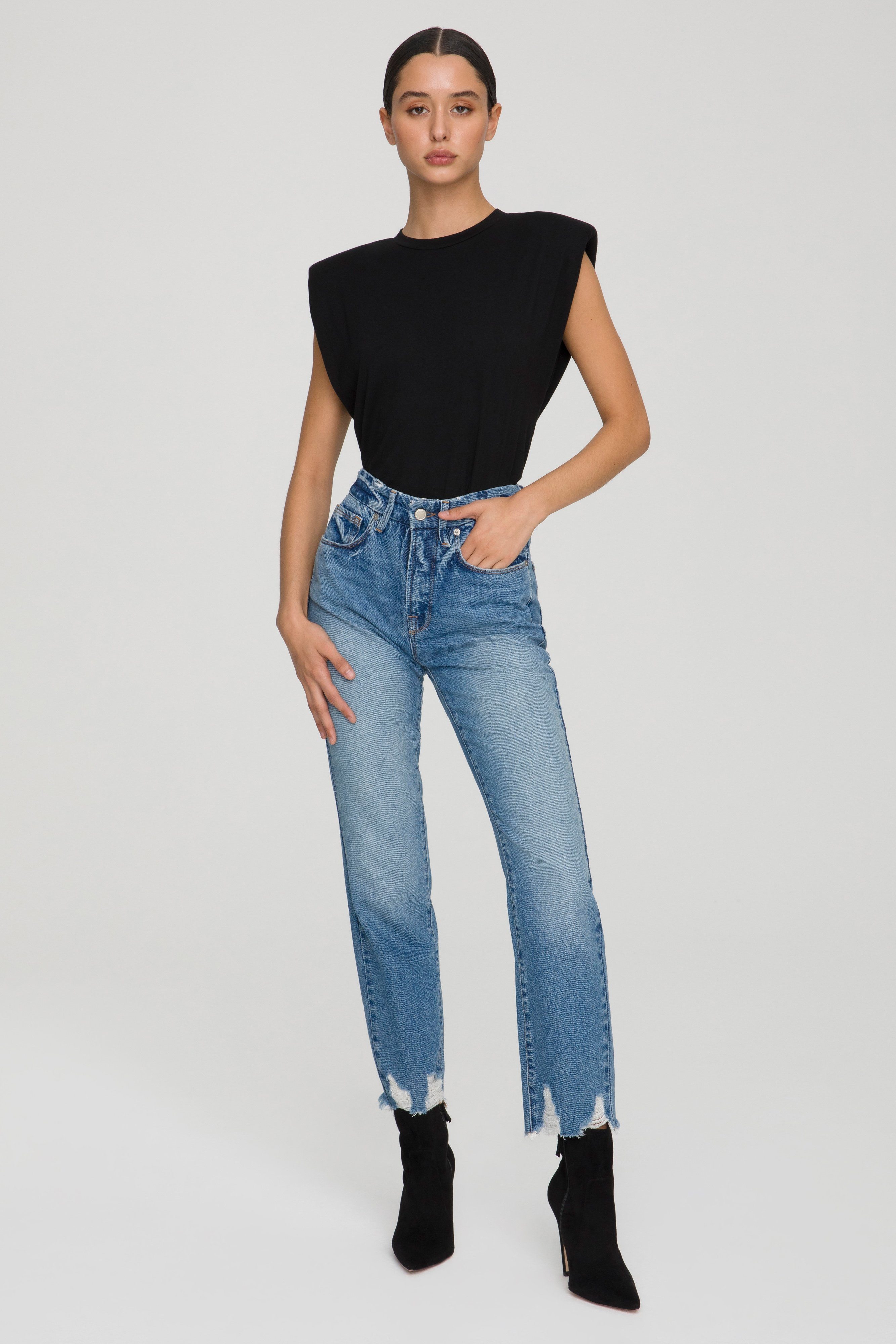 good american frayed hem jeans