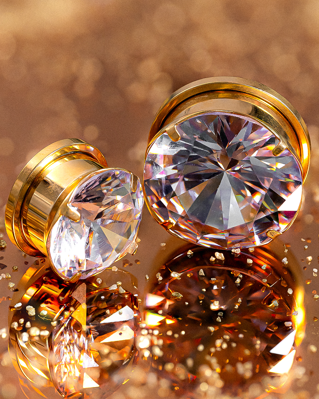 Unique Gold Clear Diamond Metall Ohr Messgerät / Plug