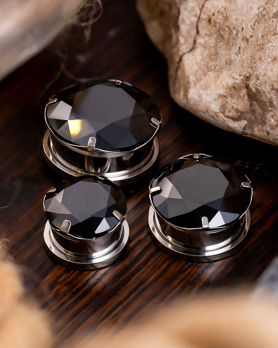  Silberschwarz Diamond Plug / Gauge