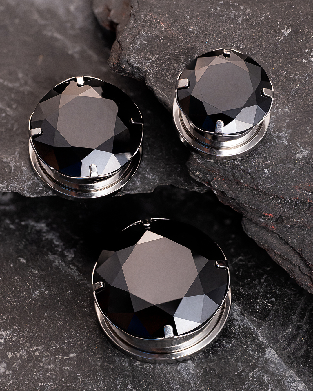  Silberschwarz Diamond Plug / Gauge