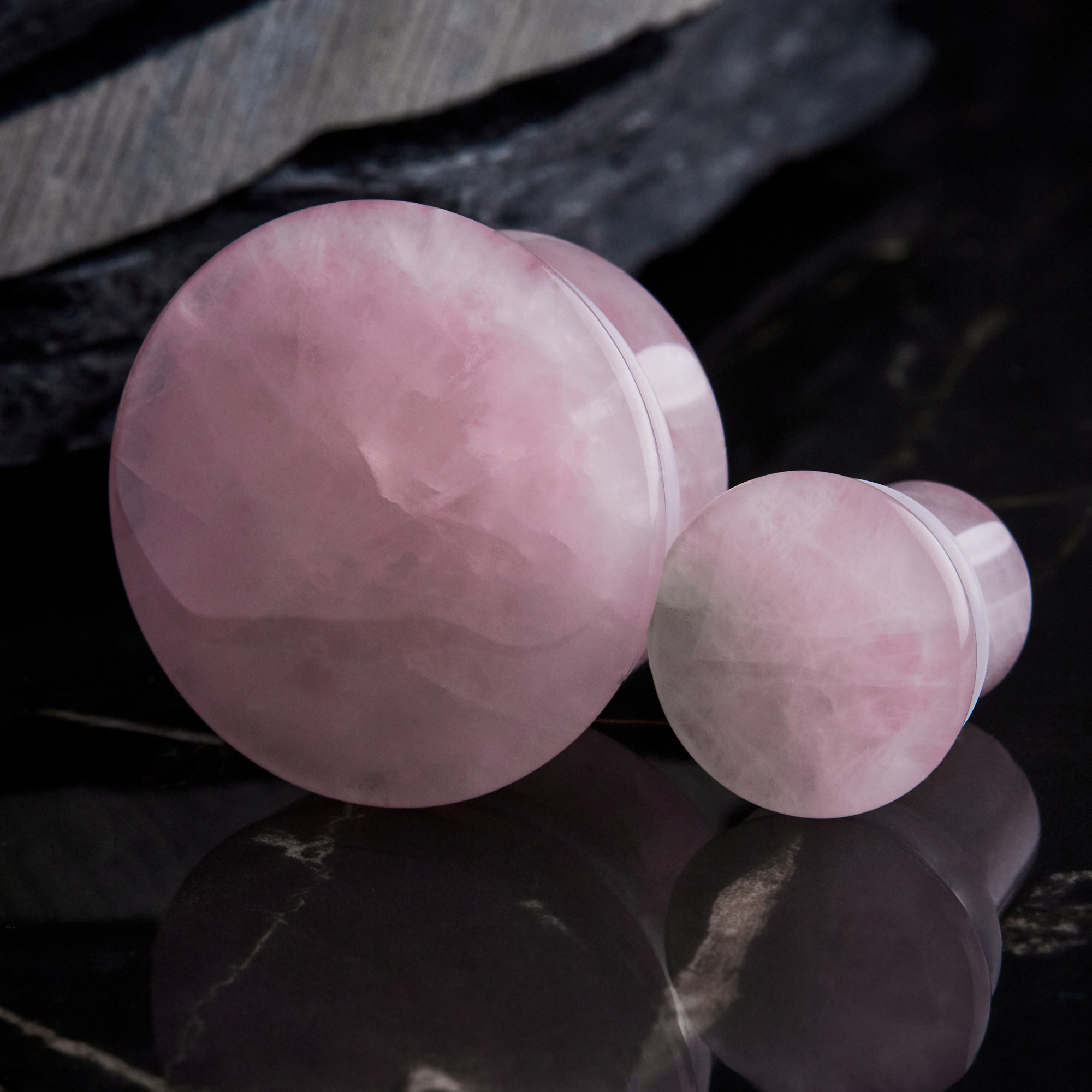 Pretty  Rose Quartz Single Flare Stone Plug / Gauge