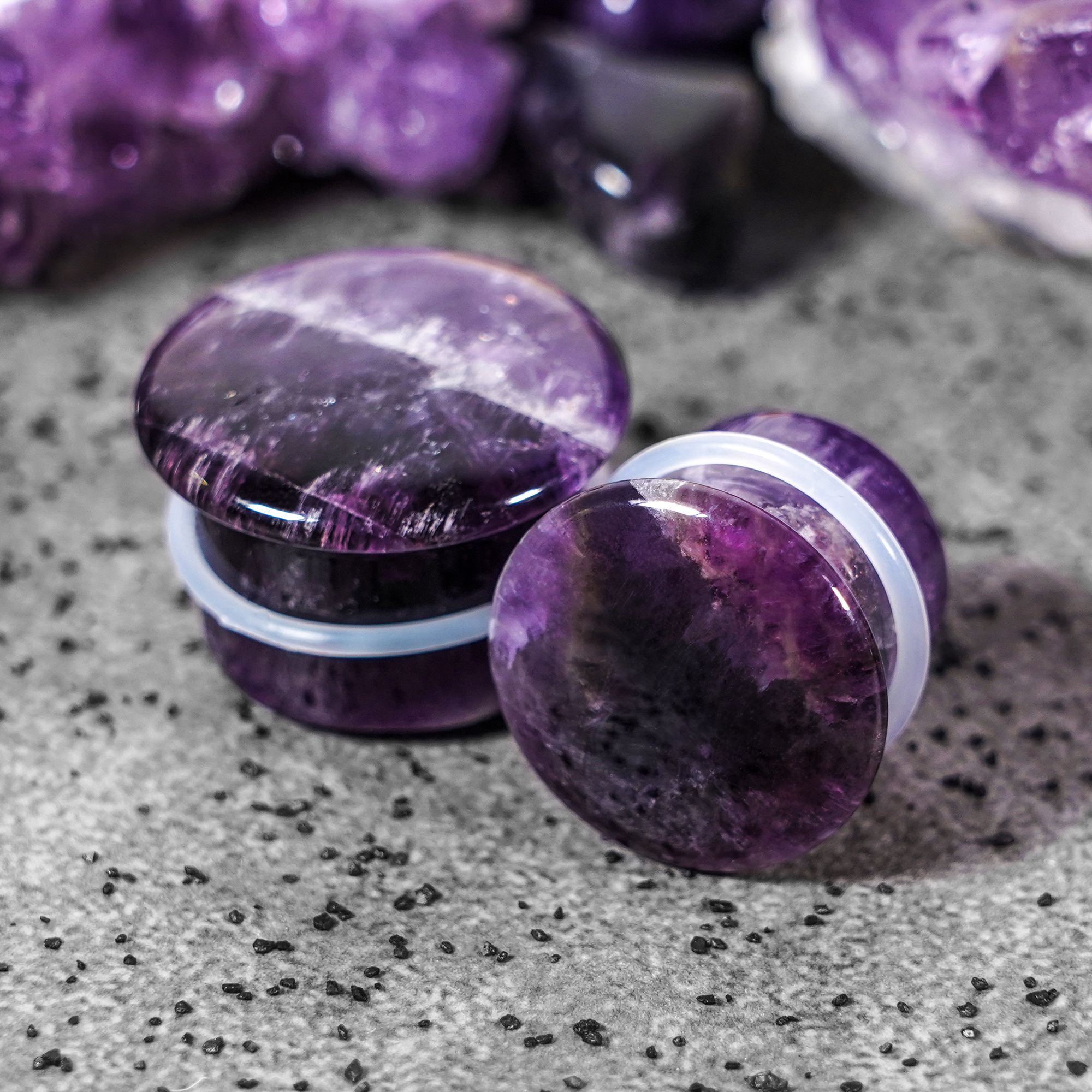  Amethyst Single Flare Stone Plug / Gauge