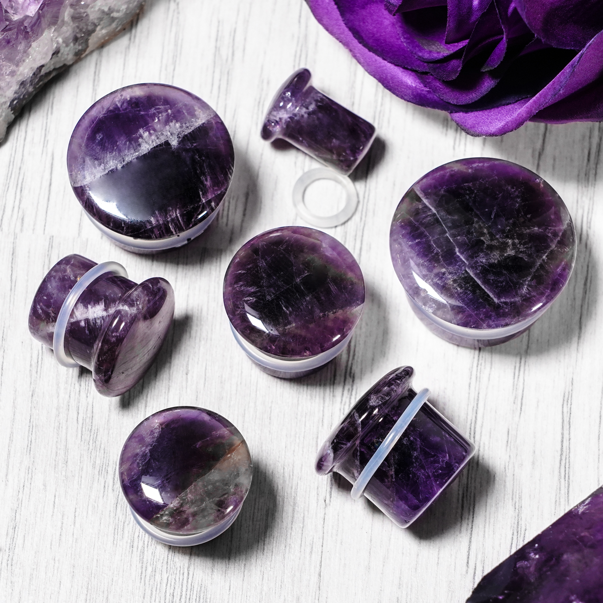  Amethyst Single Flare Stone Plug / Gauge