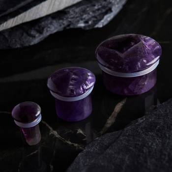 cool Amethyst Single Flare Stone Plug / Gauge