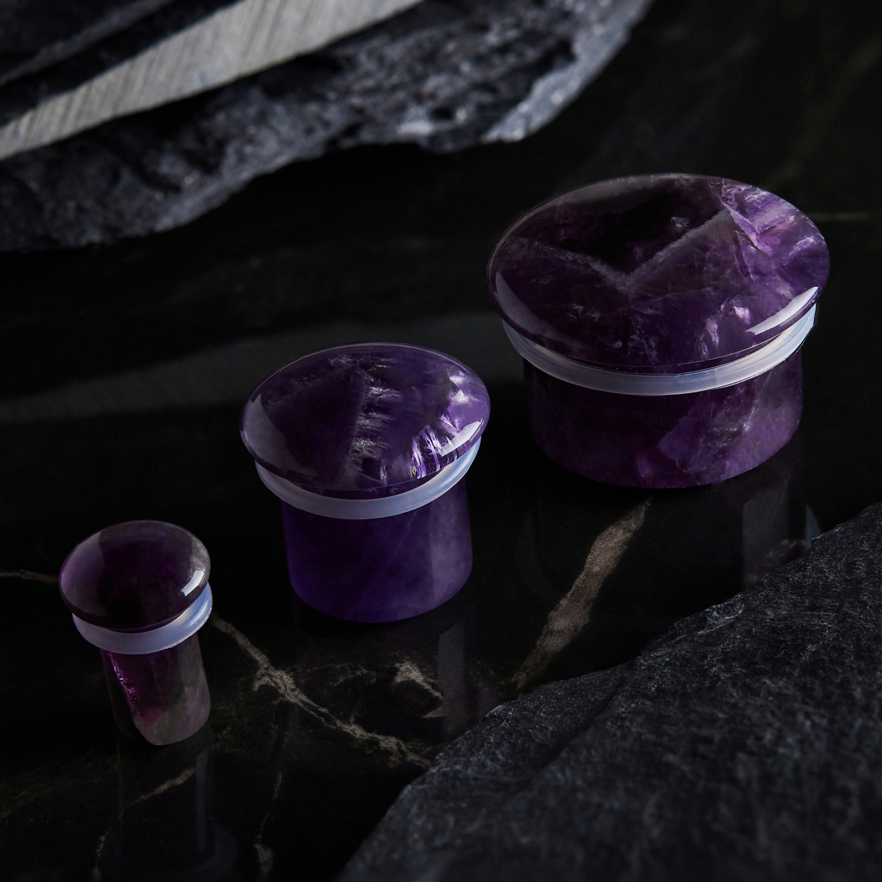 cool Amethyst Single Flare Stone Plug / Gauge