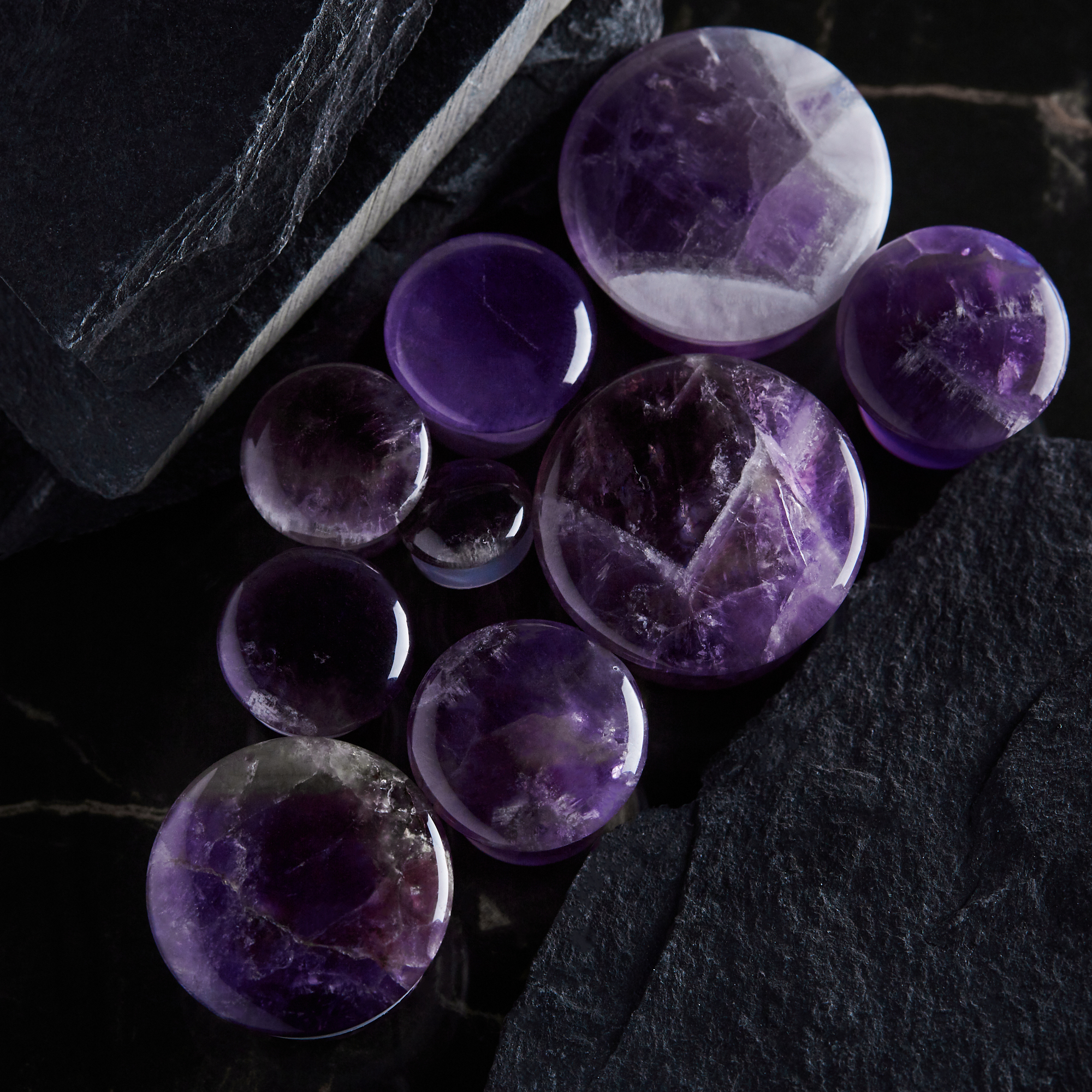  Amethyst Single Flare Stone Plug / Gauge