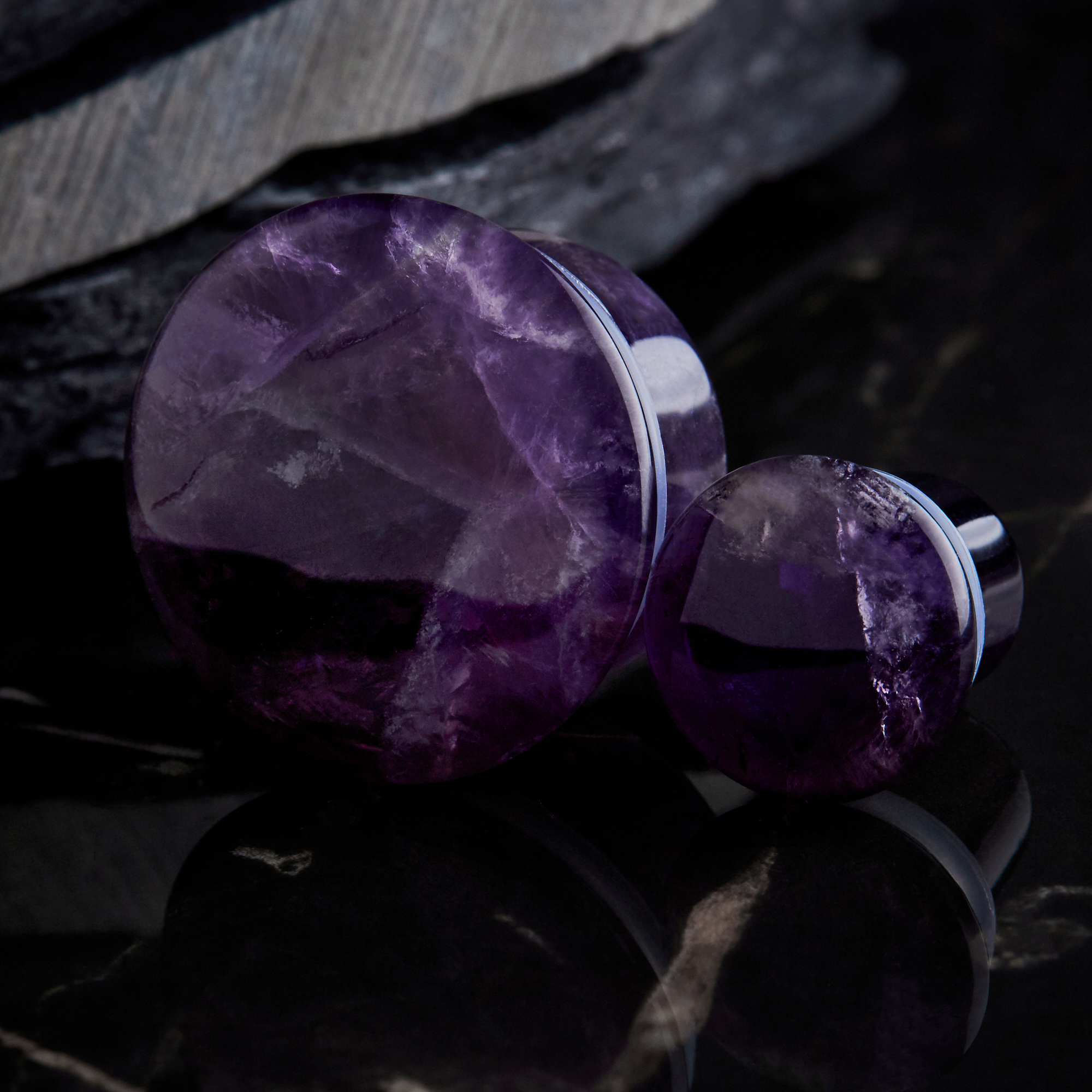  Amethyst Single Flare Stone Plug / Gauge