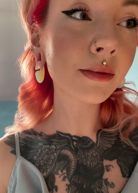 Opalite Glass - Oval Keyhole Ear Weights (Pair)
