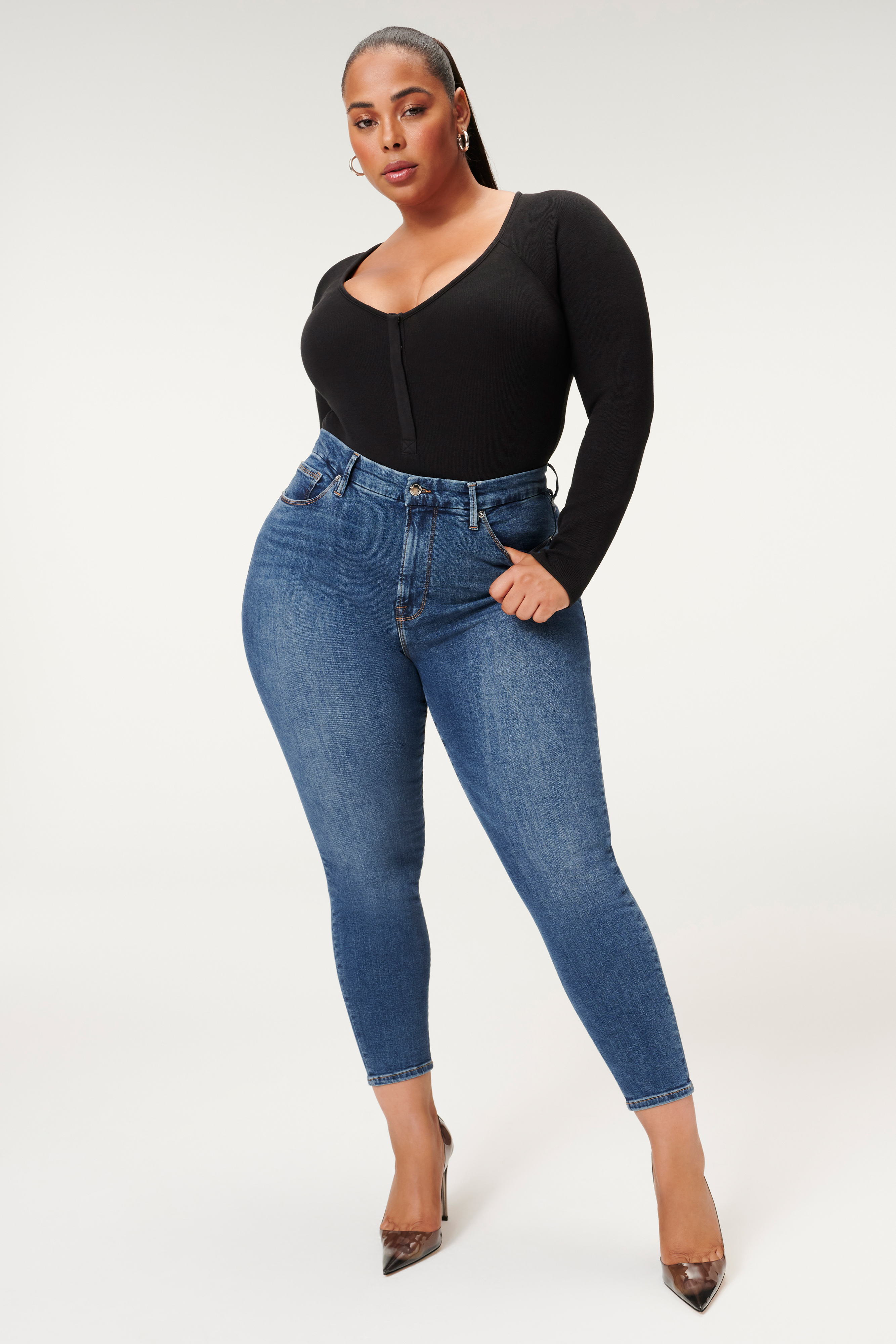 GOOD LEGS SKINNY CROPPED JEANS | BLUE615 - GOOD AMERICAN