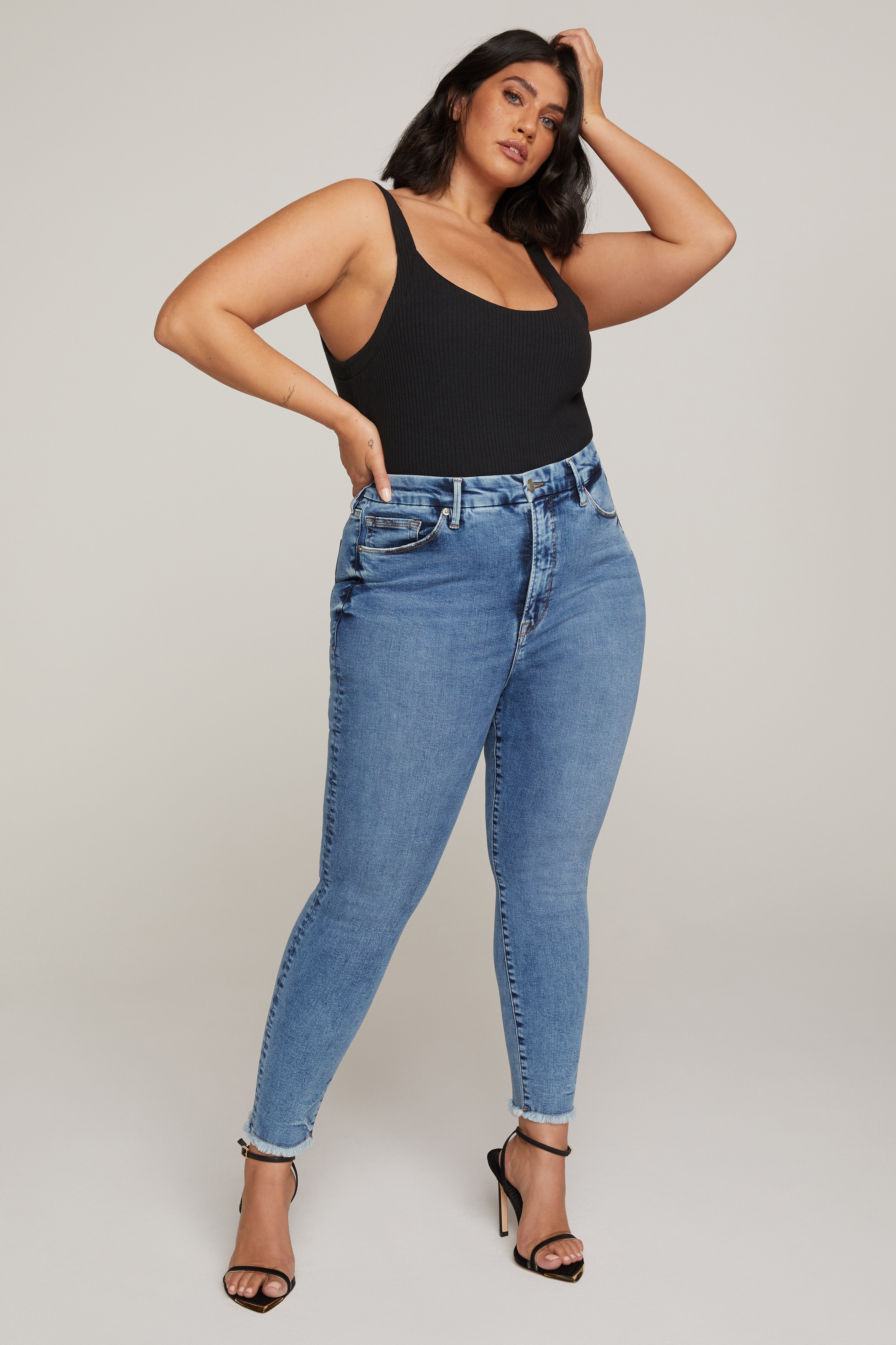 Styled with GOOD WAIST SKINNY CROPPED JEANS | BLUE633