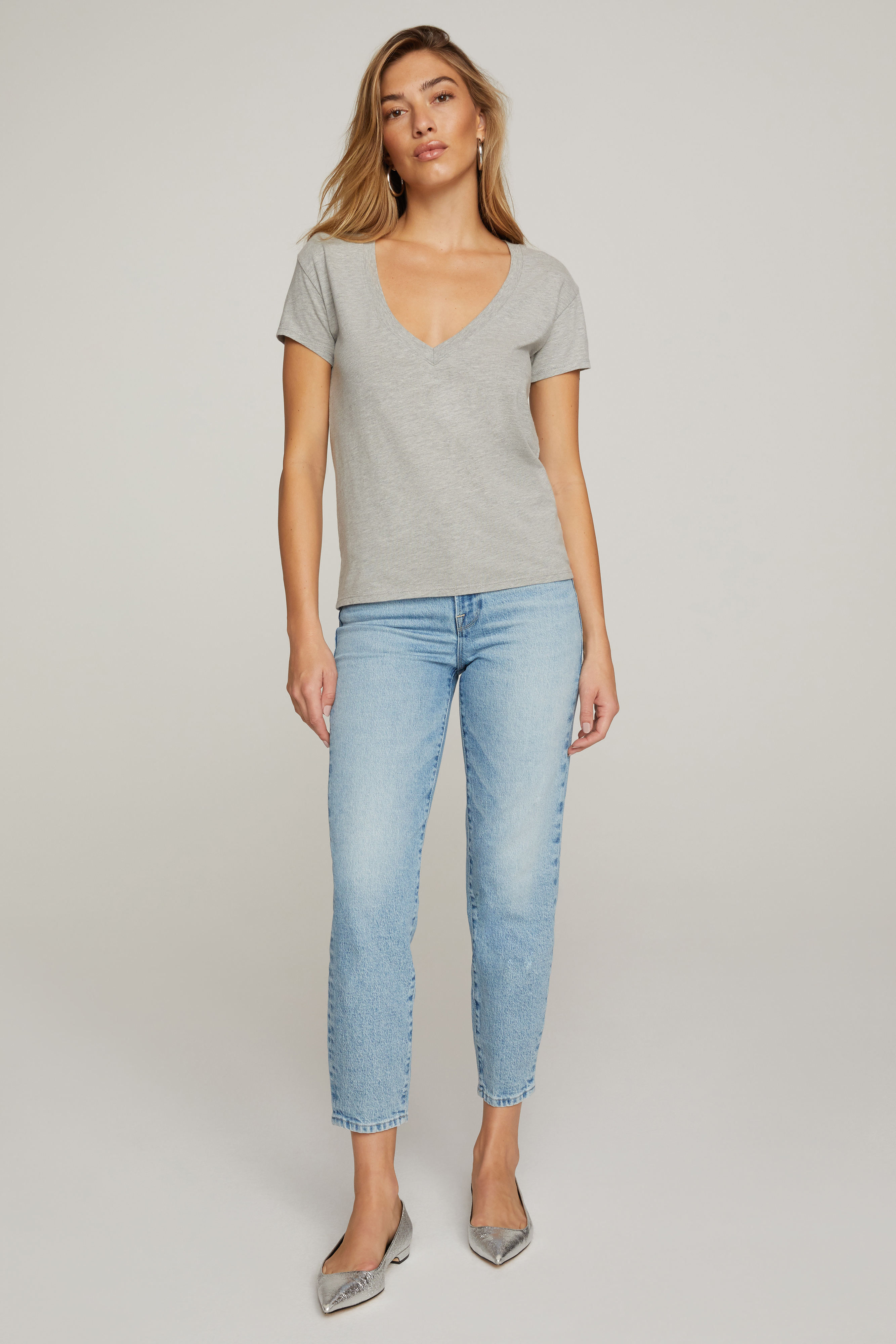 Styled With feature image for product JERSEY V-NECK TEE | HEATHER GREY001