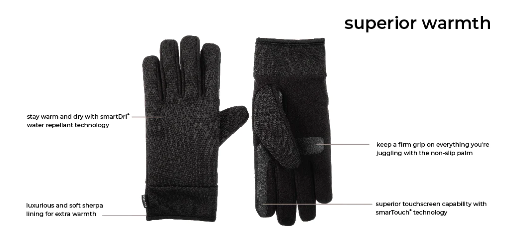 Men's Tech Stretch Gloves - THERMAflex dual lining Touchscreen