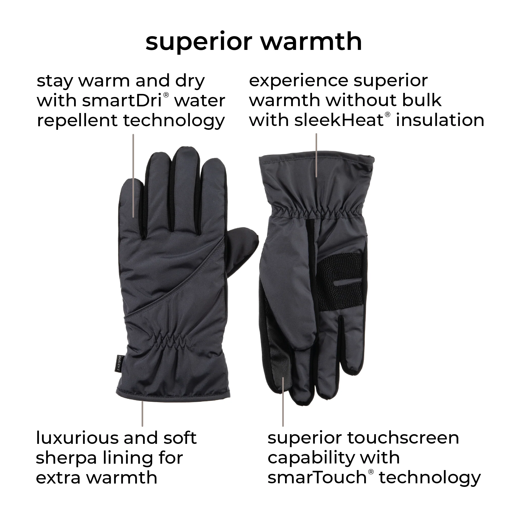 Men s Insulated Gloves with SleekHeat Isotoner USA