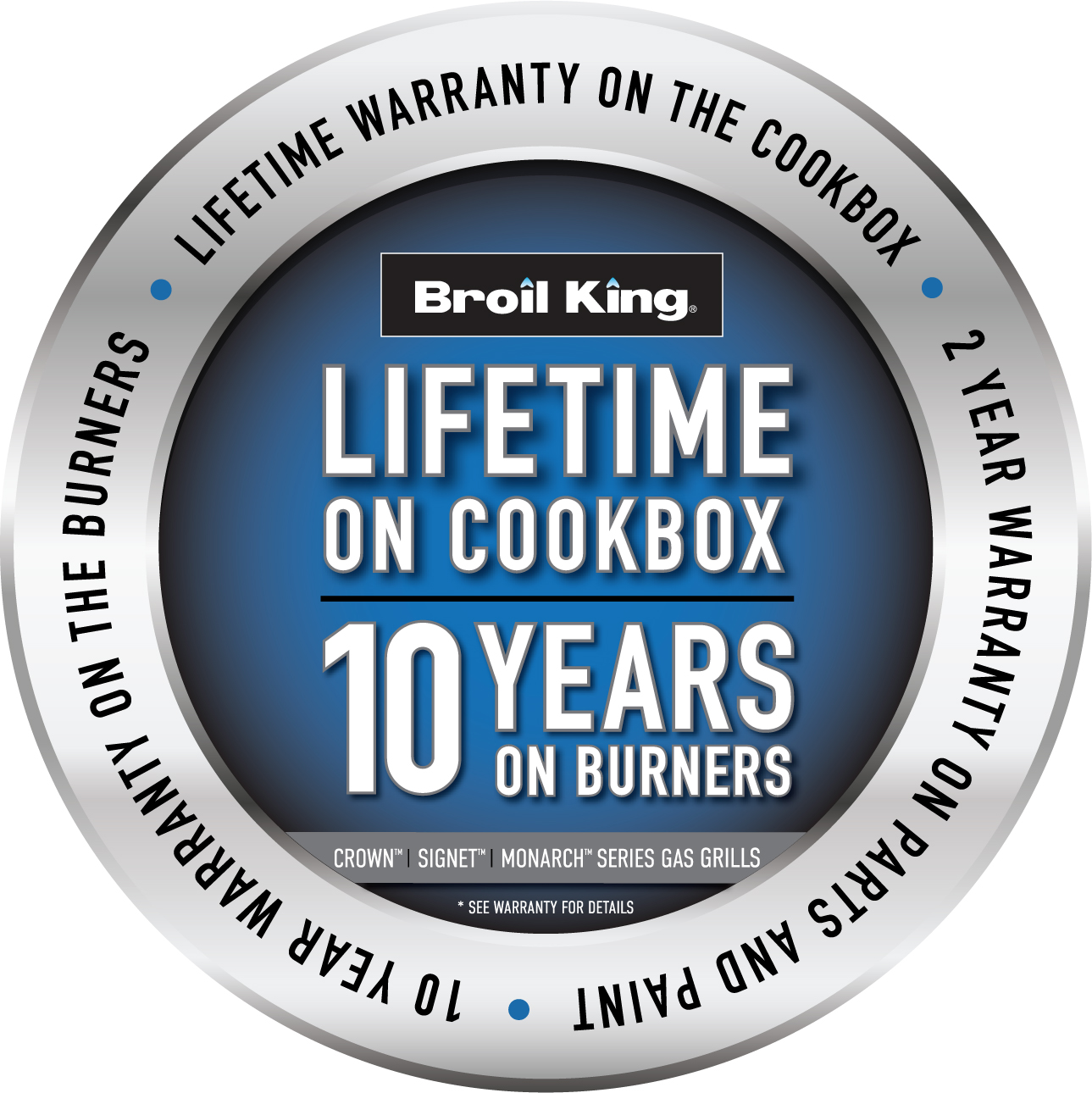 BROIL KING LIMITED LIFETIME COOKBOX/ 10 YEAR BURNERS WARRANTY Warranty