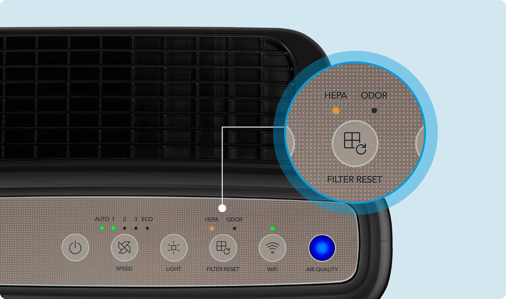 Coway Airmega AP-1512HHS filter alert on control panel