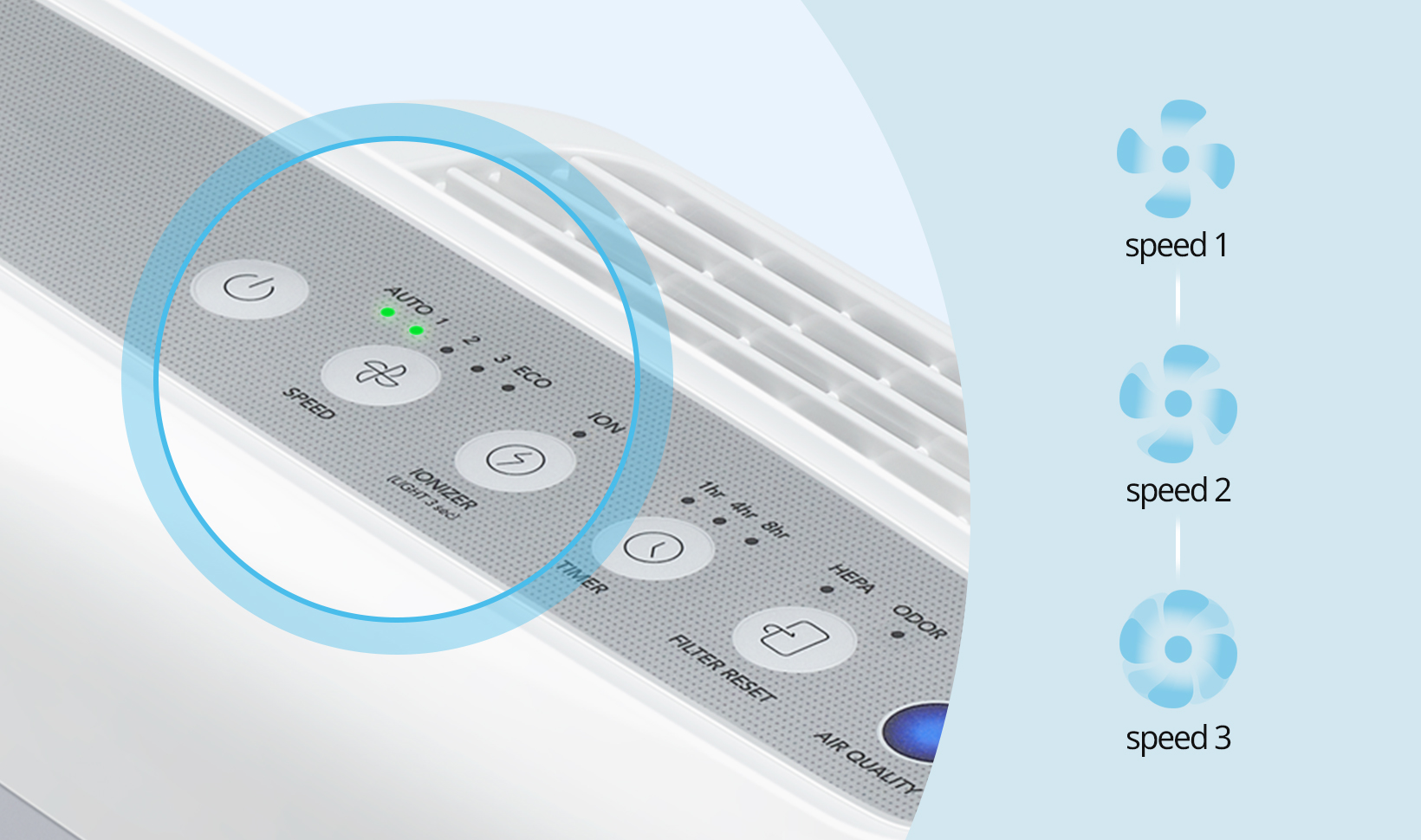 Coway Airmega 200M Airflow Speed Buttons