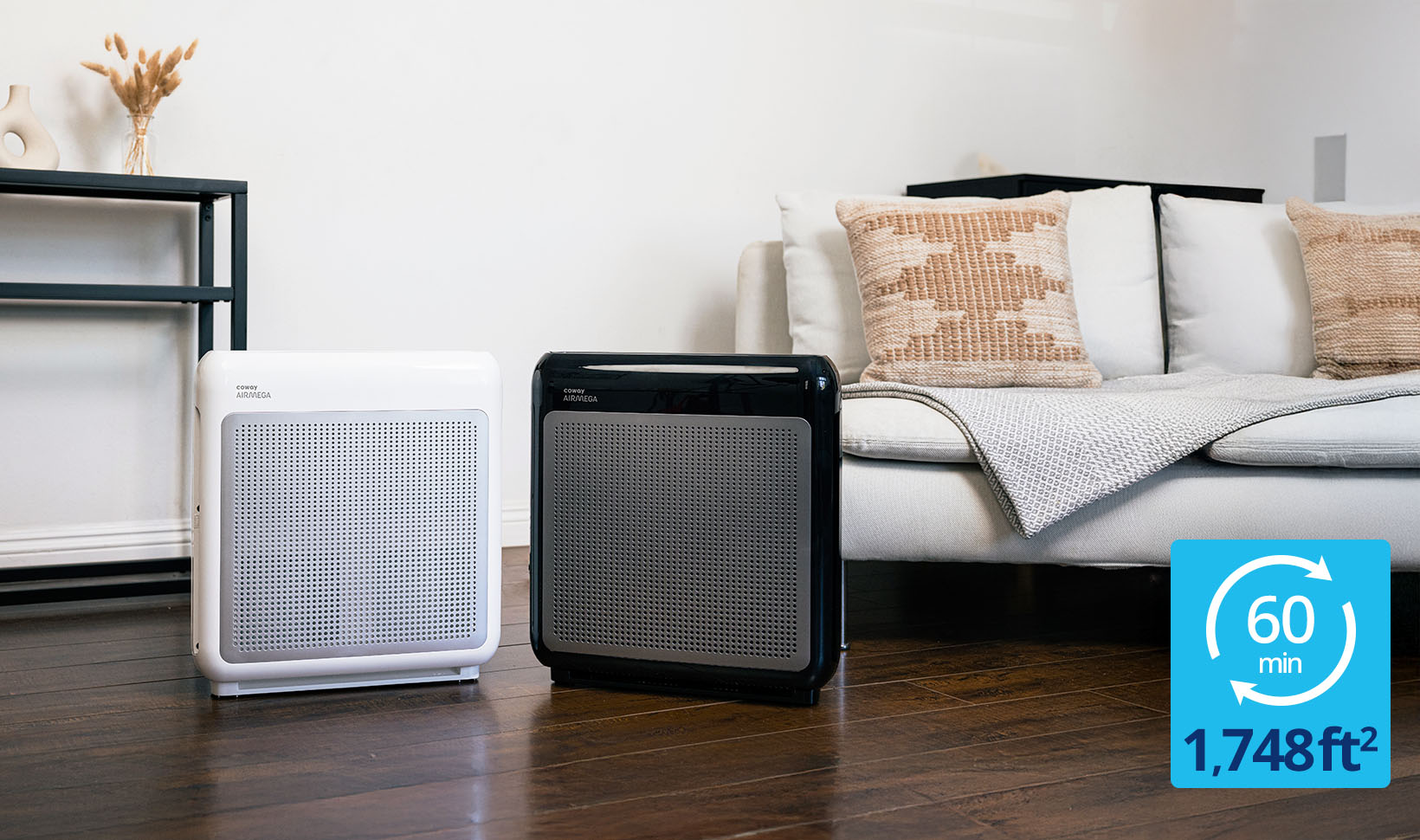 Airmega 200M purifies 1,748 square feet in an hour. 