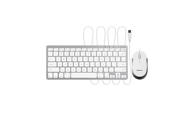 Compact Aluminum USB Keyboard and Quiet Click Mouse 
