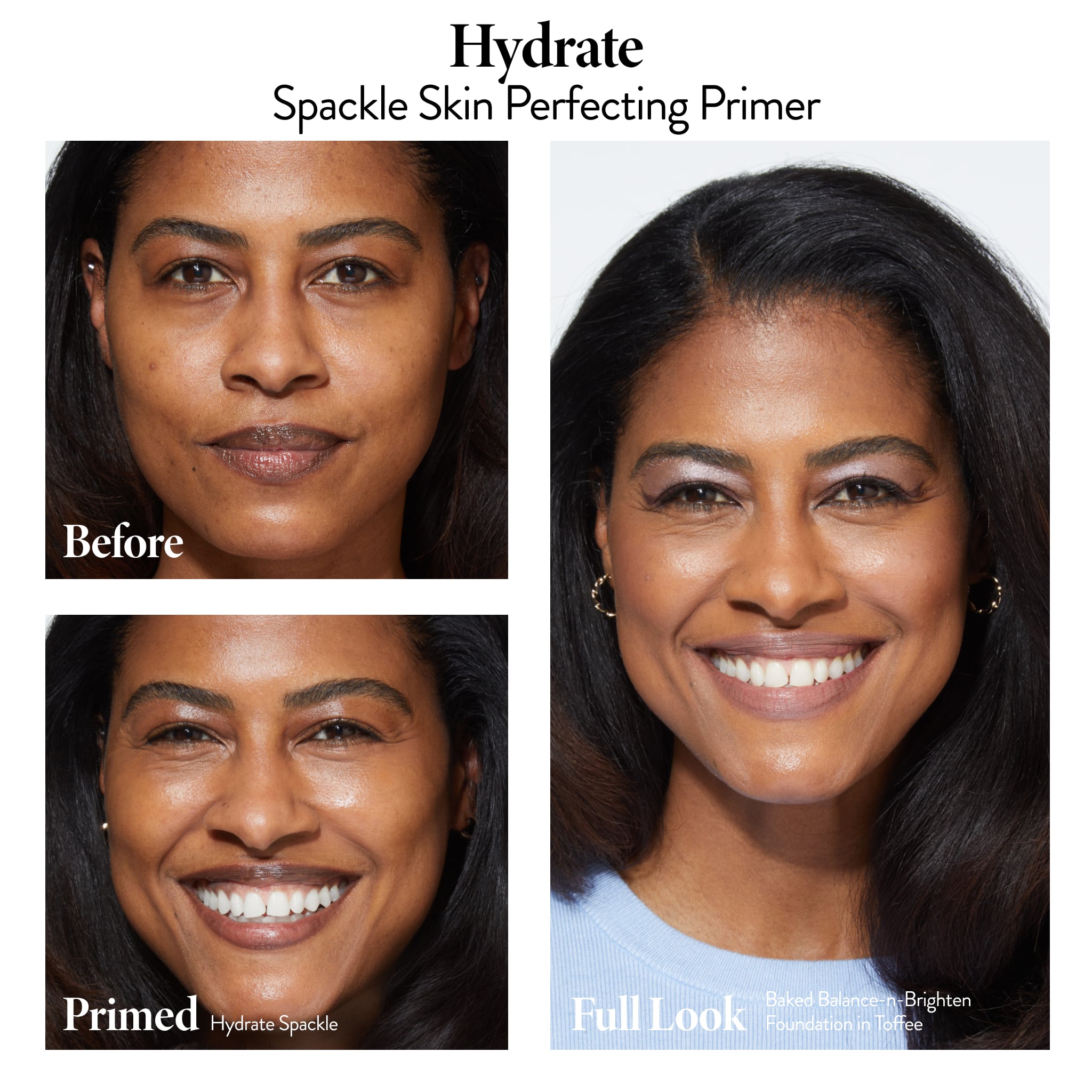 Spackle Skin Perfecting Primer: Hydrate On Model Before and After Image