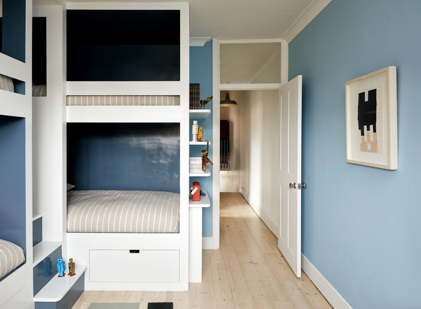 A sky blue right wall painted with Bedford Square No.229

