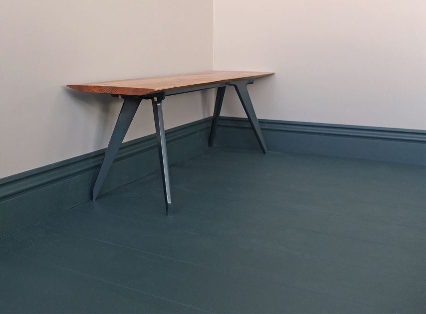 Dark green flooring painted with Market Green No.38


