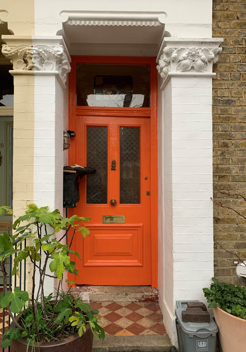 A Bright Orange door painted with Lolly Pop No.275

