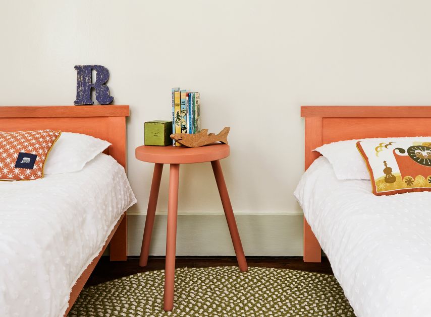 Bright orange beds and table painted with Lolly Pop No.275

