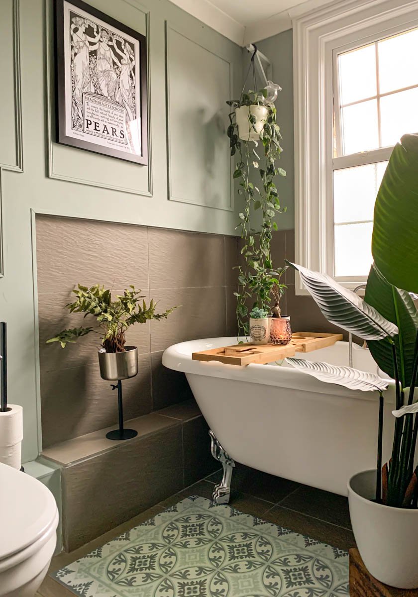 Smoky Green bathroom paneling painted with Museum No.151 