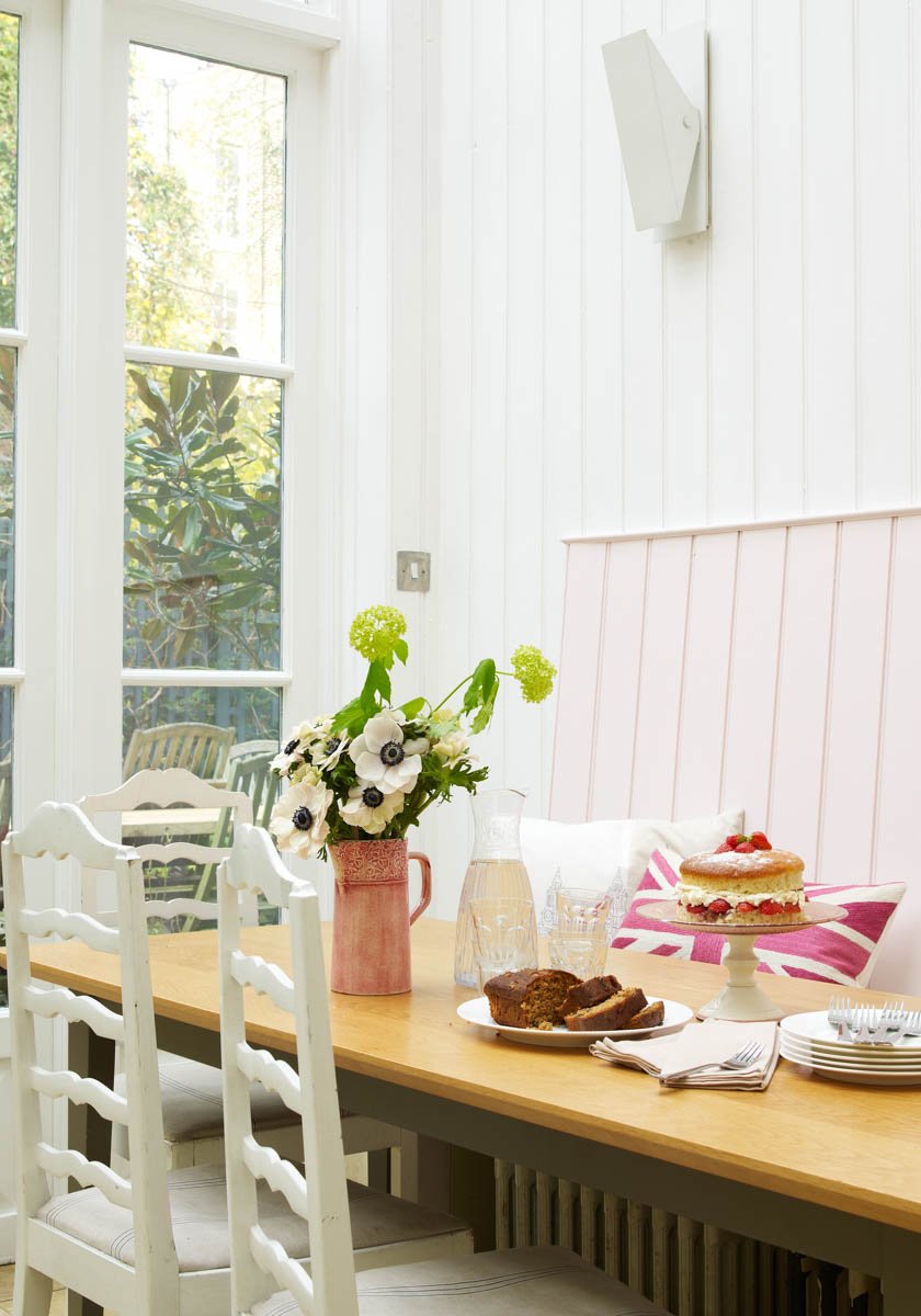 Pastel pink paneling painted with Palmerston Pink No.243

