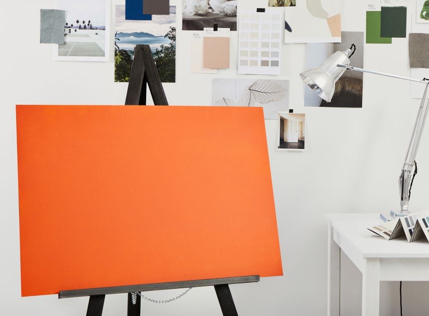 A Sunset Orange canvas painted with FTT-010