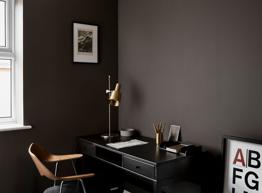 Smart muted brown study walls painted with FTT-015

